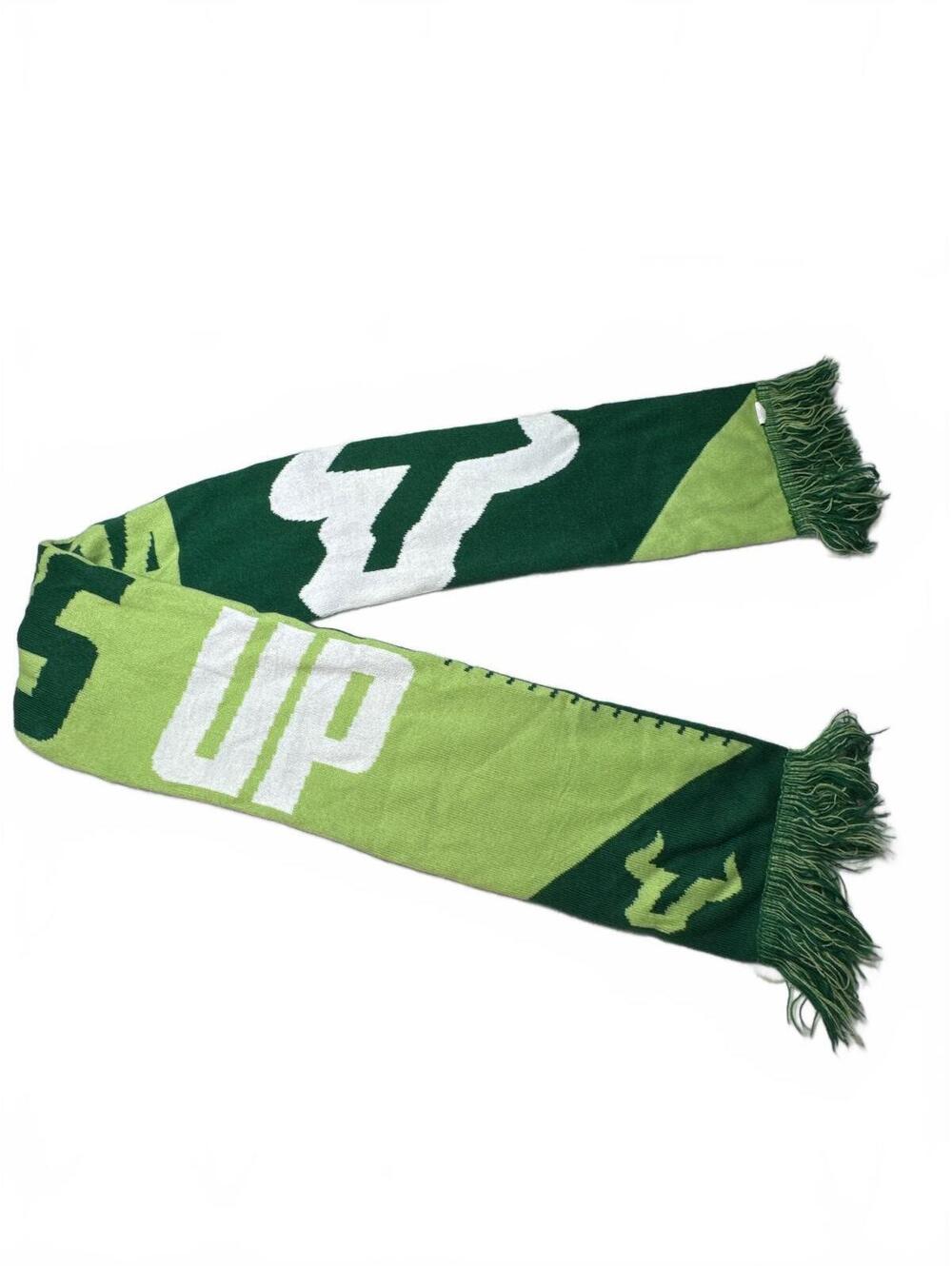 South Florida Bulls Soccer Horns Up Green and Light Green Knit Scarf